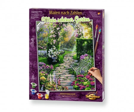 Schipper Mein schöner Garten – Malen-nach-Zahlen-Set – Blumen/Gärten – 40 × 50 cm – ab 8 Jahren