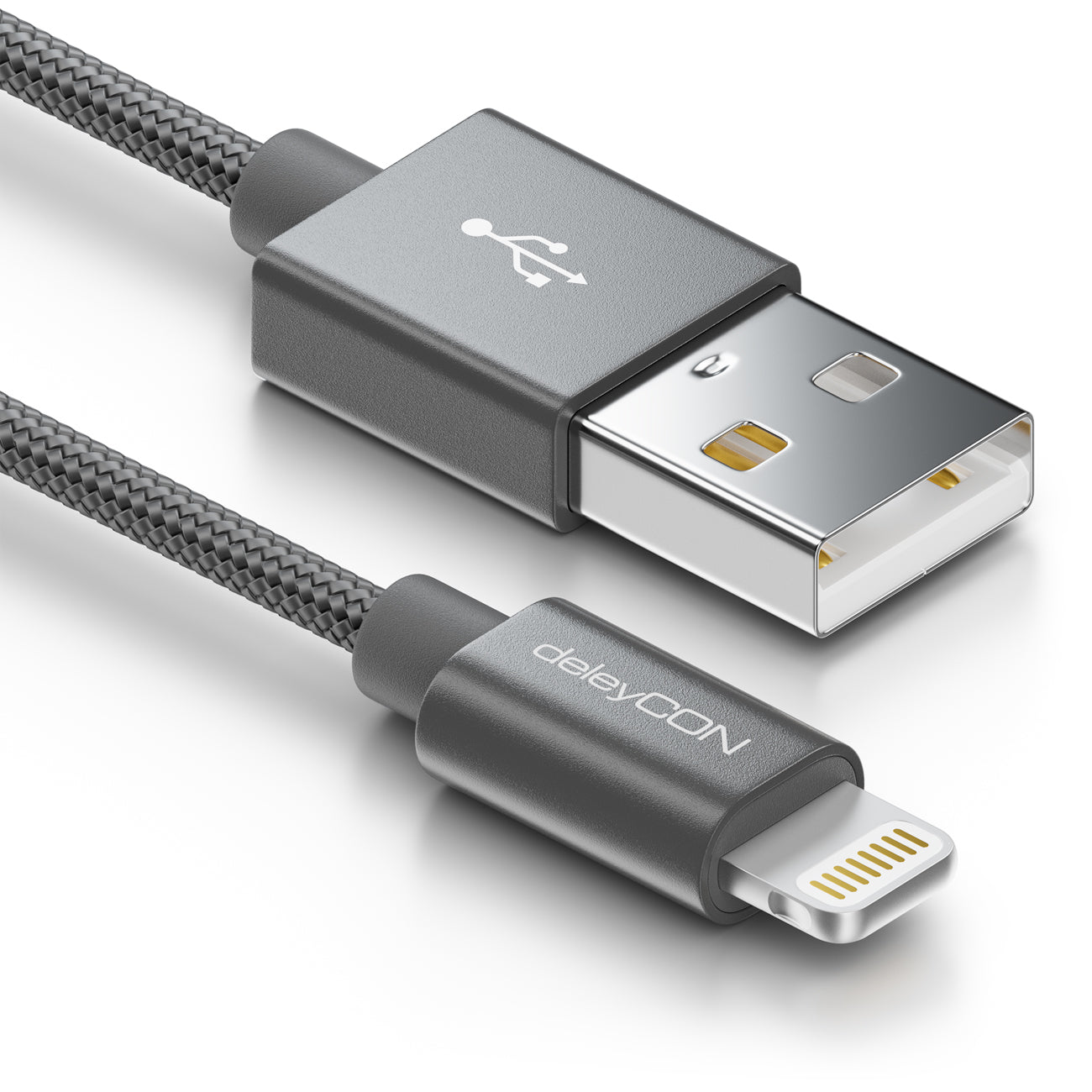 DeleyCON Daten- & Ladekabel – USB-A auf Lightning 0,5 m, MFi zertifiziert, geflochten – für iPhone/iPad