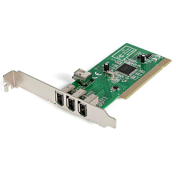 StarTech.com PCI FireWire Karte – 4-Port (3× extern, 1× intern), PCI, IEEE 1394a, 0,4 Gbit/s – Grün/Metallisch