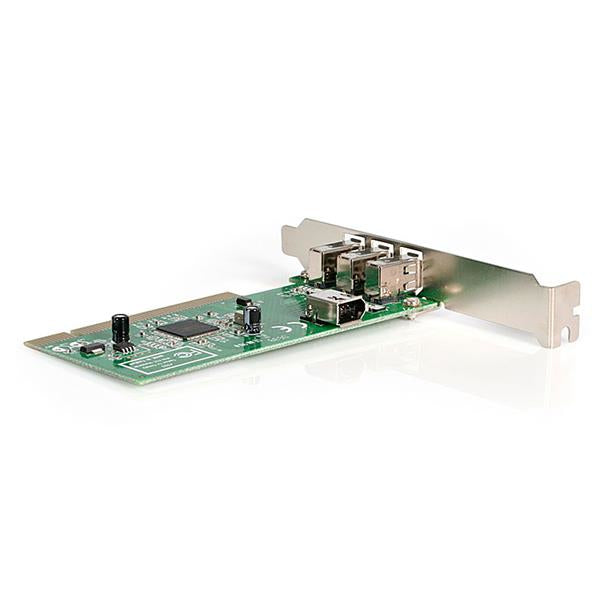 StarTech.com PCI FireWire Karte – 4-Port (3× extern, 1× intern), PCI, IEEE 1394a, 0,4 Gbit/s – Grün/Metallisch