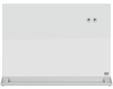 Nobo Whiteboard – 60 × 45 cm, Glas, magnetisch, beidseitig, inkl. Marker, 2 Magnete, Stiftablage