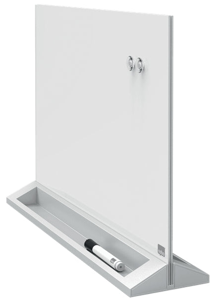 Nobo Whiteboard – 60 × 45 cm, Glas, magnetisch, beidseitig, inkl. Marker, 2 Magnete, Stiftablage