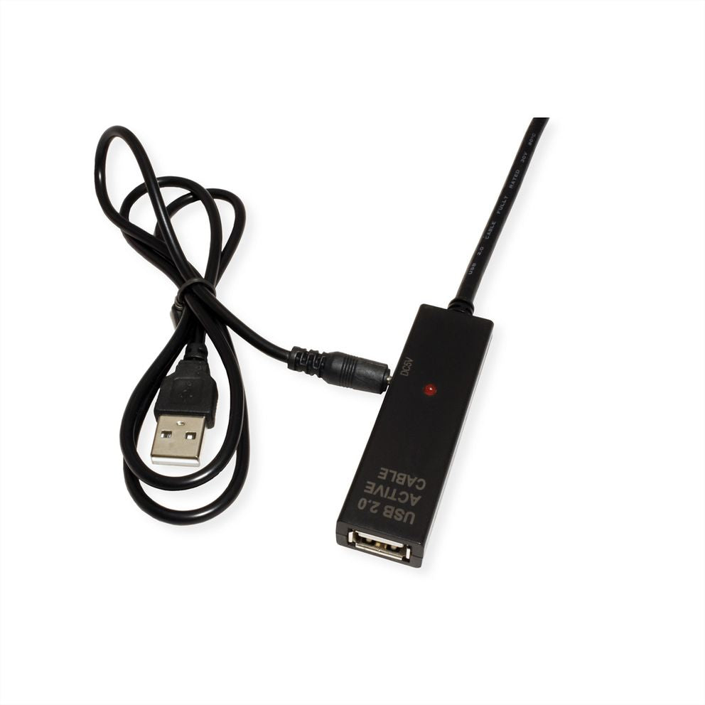 VALUE USB-C Verlängerungskabel (Stecker auf Buchse) – USB 2.0 (480 Mbps) – 20 m – aktiv – Schwarz