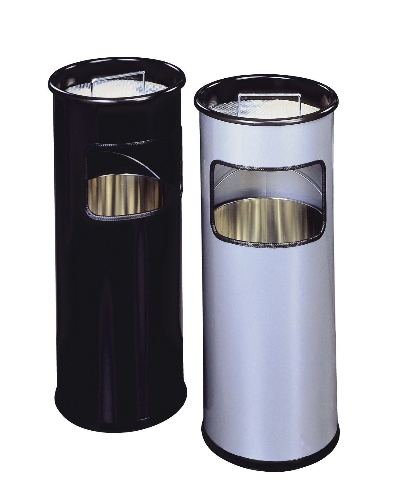 Durable Papierkorb – 17 l – Metall, silber – Ø 260 × H 620 mm – mit integriertem Aschenbecher, herausnehmbar