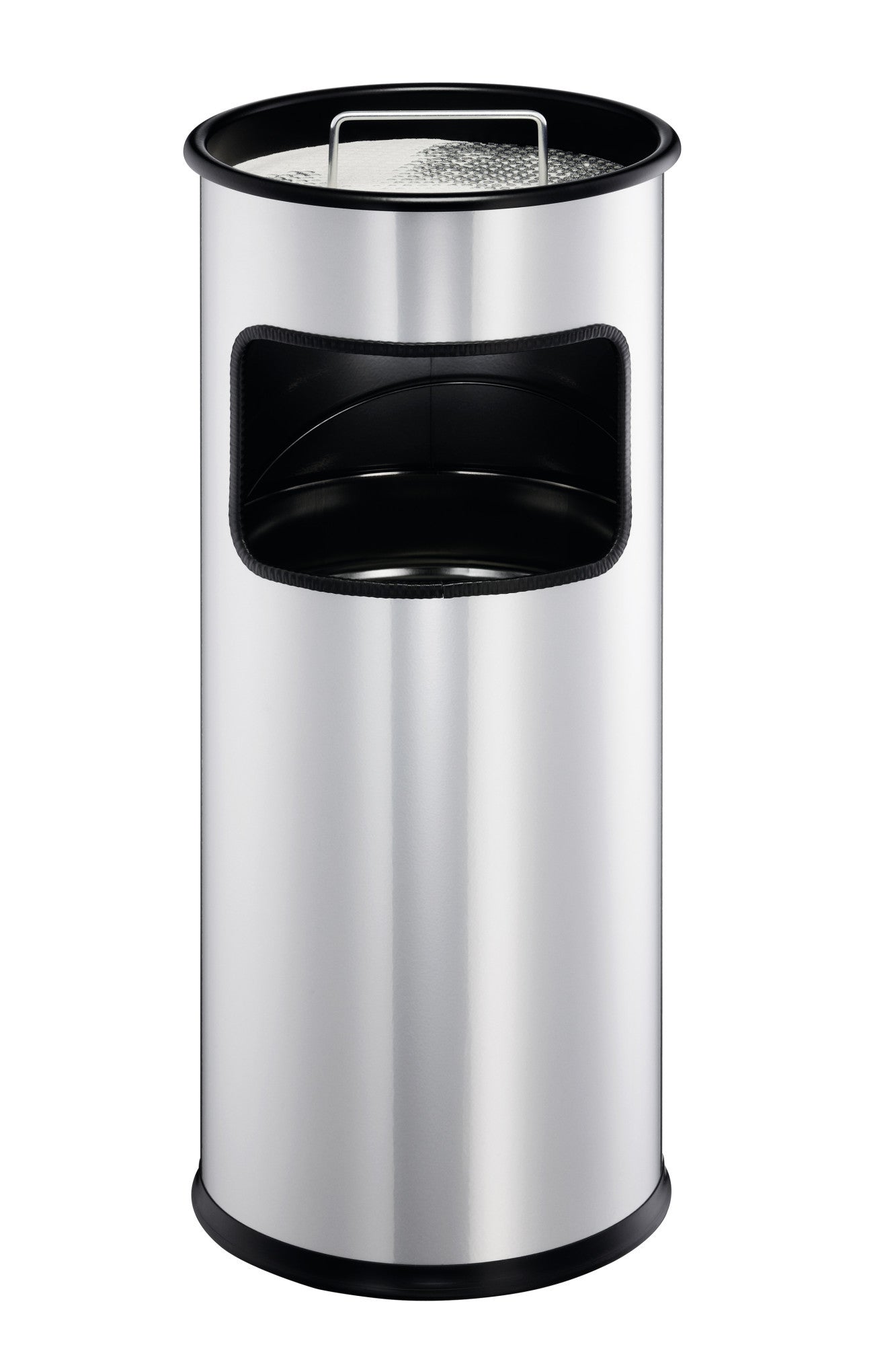 Durable Papierkorb – 17 l – Metall, silber – Ø 260 × H 620 mm – mit integriertem Aschenbecher, herausnehmbar