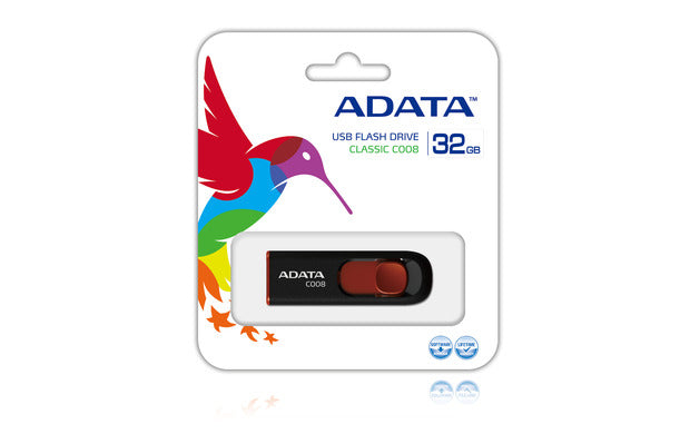 ADATA C008 – 32 GB USB-Stick, USB 2.0 Typ-A, Schwarz/Rot