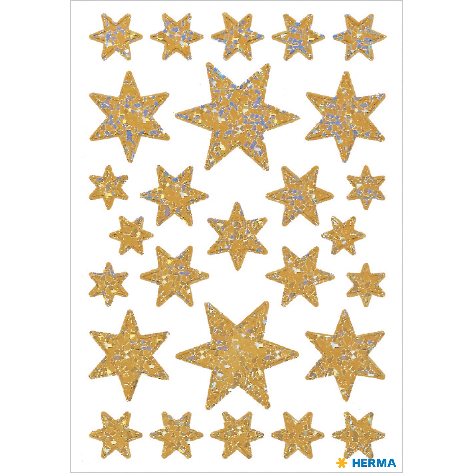 HERMA Geschenketiketten – Sterne – 27 Etiketten – permanent, Kunststoff – Bogen 84 × 120 mm