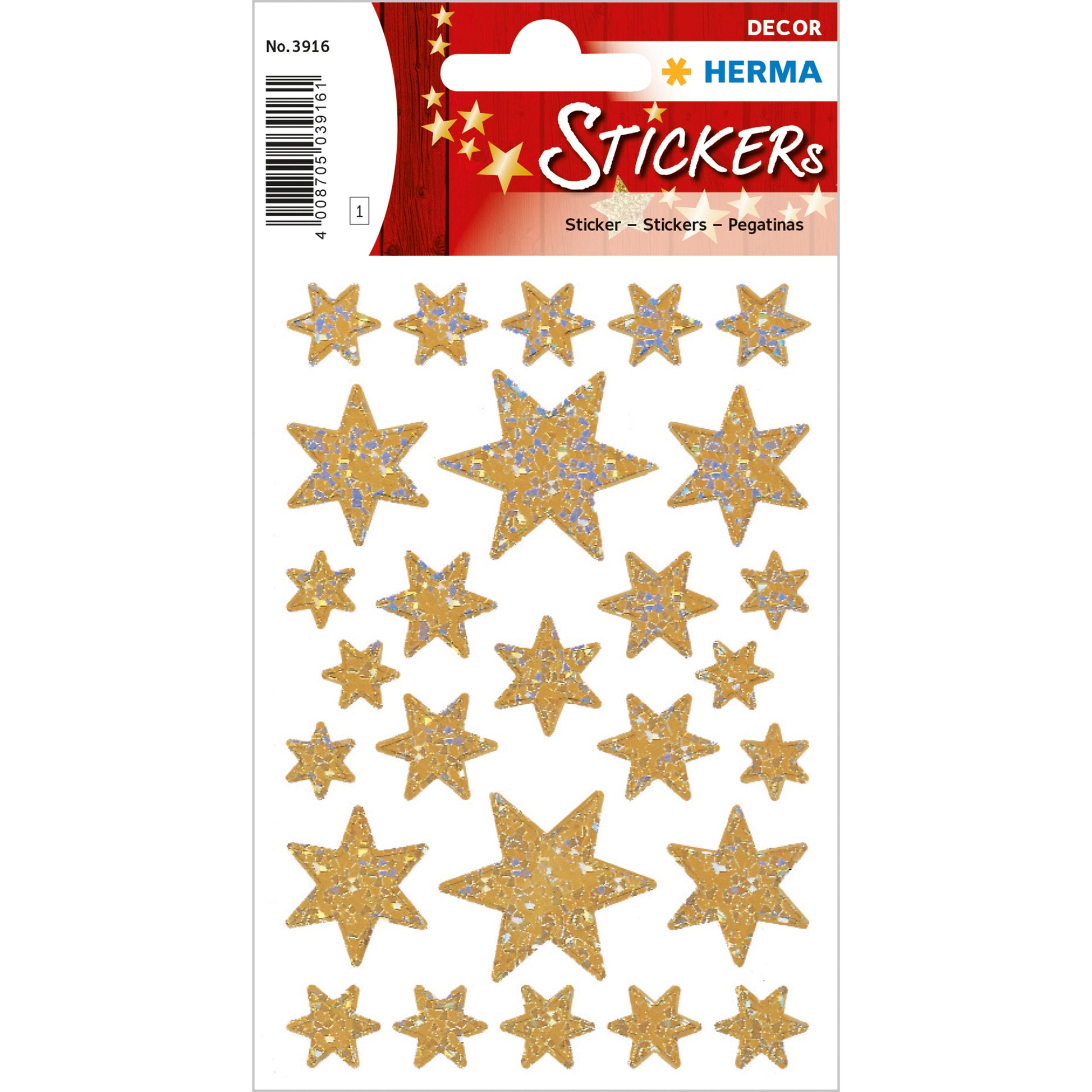 HERMA Geschenketiketten – Sterne – 27 Etiketten – permanent, Kunststoff – Bogen 84 × 120 mm