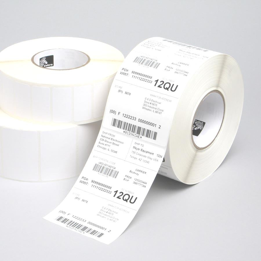 Zebra Gestanzte Etiketten Z-Perform 1000T, 102 mm × 38 mm, Weiss, Papier, Permanent, 4 Rollen