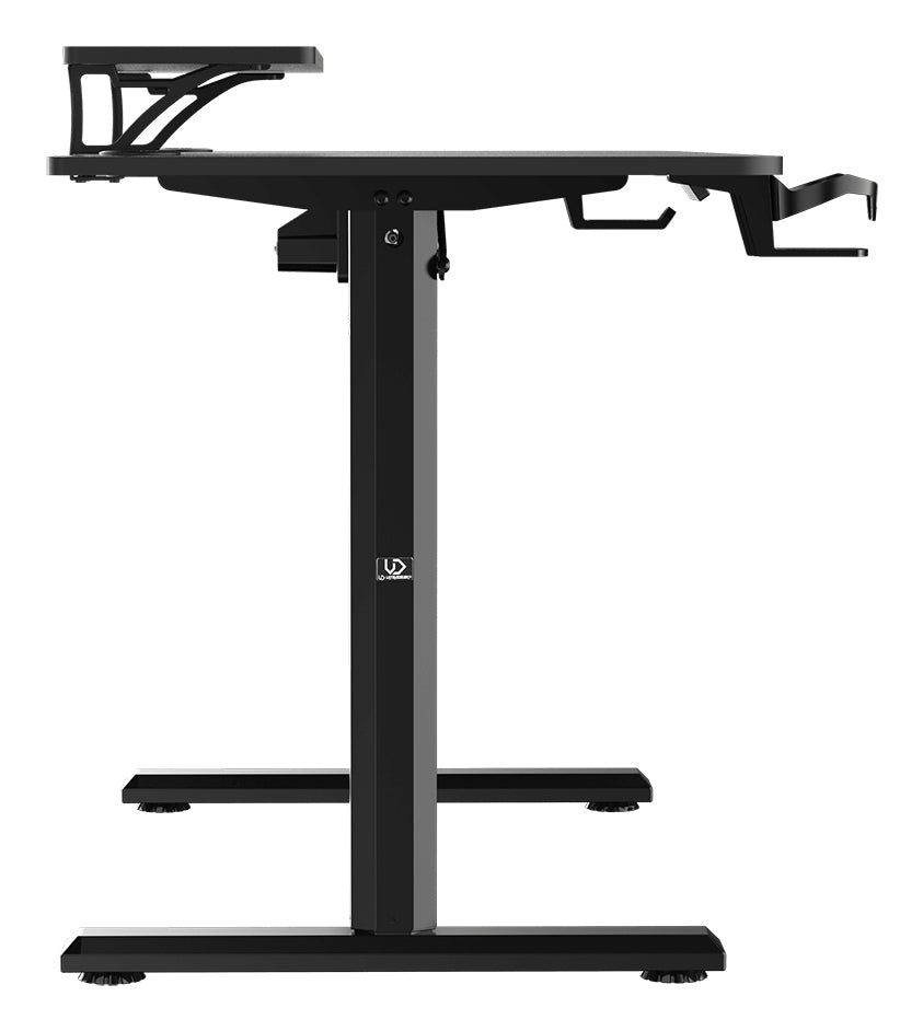 Ultradesk Highlander Gaming-Tisch – 120 × 60,5 cm, elektrisch höhenverstellbar, schwarz, Holz