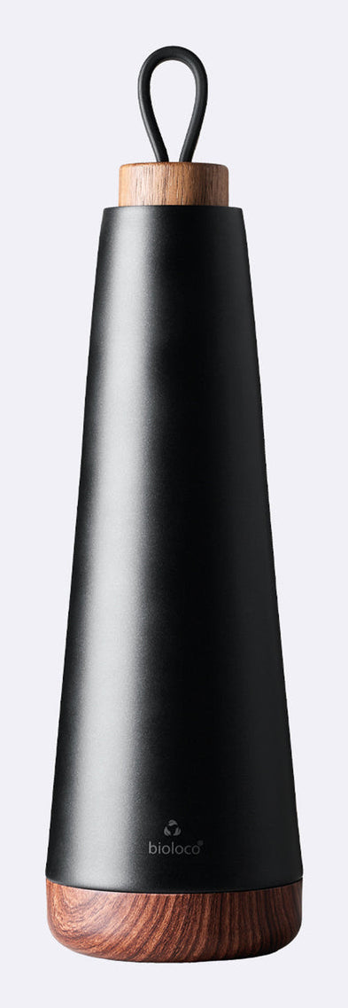 BioLoco Loop Grande Isolierflasche 1,0 l – Doppelwandig 18 h heiss/12 h kalt, Edelstahl, Schwarz Matt