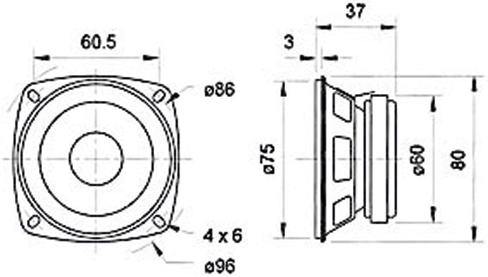 Visaton FR 8 – Breitbandtreiber – 4 Ω, 10 W, 3,3", Schwarz