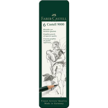 Faber-Castell Castell 9000 Graphit-Set, 8B–HB, Metalletui – 6-teilig