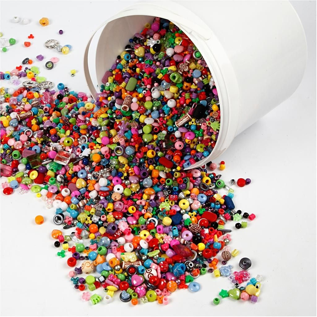 Creativ Company Perlenmischung, Acryl – mehrfarbig – Ø 6–20 mm, Loch 1,5–6 mm – 8100 Stk.