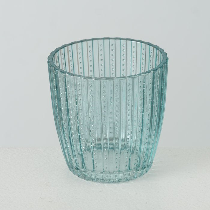 Boltze Windlicht – Glas, petrol – Ø 7,5 × 7,5 cm – 4-teilig