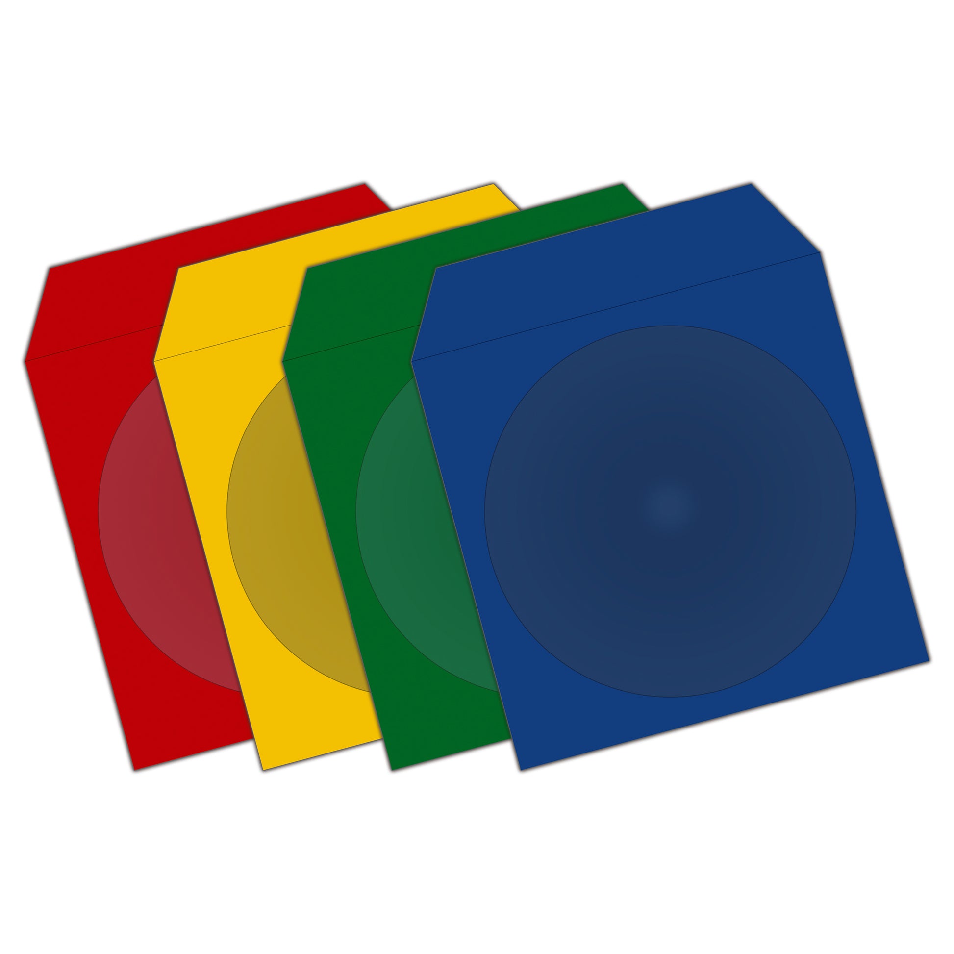 MediaRange CD-Tasche – 1 Disk, Papier, Mehrfarbig (Blau, Grün, Rot, Gelb), 125 × 125 mm, 100er Pack