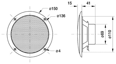 Visaton VS-FR13WP/S – Breitbandtreiber – 4 Ω, 40 W, 5,1", Einbau, Schwarz