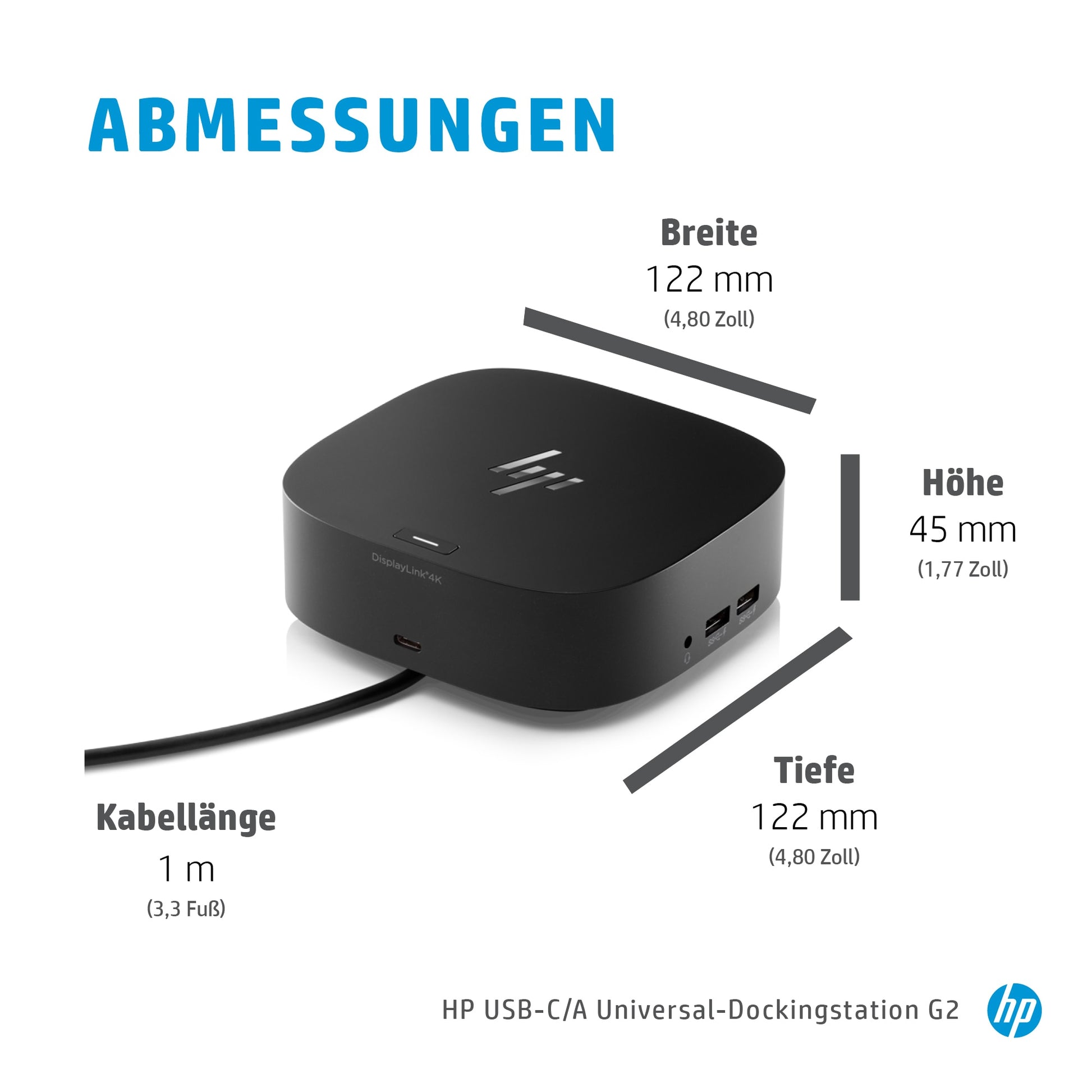 HP G5 Dockingstation – USB-C, 2× DP, 1× HDMI, 4× USB-A, 1× USB-C, 100 W PD, 3,5 mm Audio, für Windows/Mac