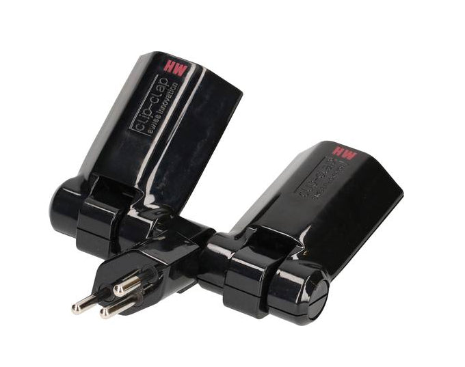 Max Hauri AG Max Hauri Clip-Clap Steckdosenleiste, 2×T13, Eingang T12, klappbar 180°, Kindersicherung – schwarz