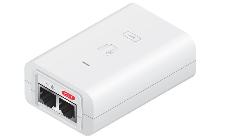Ubiquiti POE-24-12W-WH PoE-Injektor 12 W – 24 V – RJ-45×2 – für PoE-Geräte – weiss