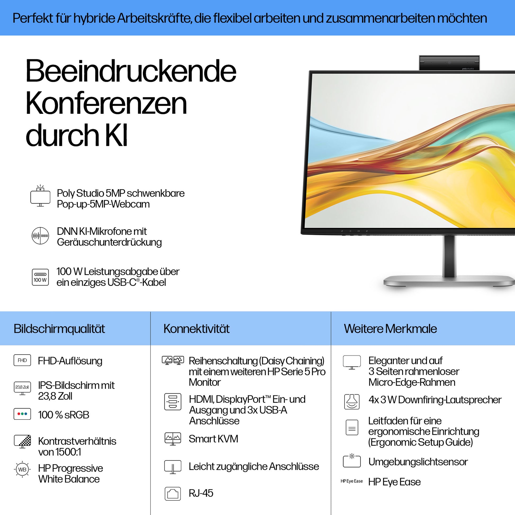 HP S5 PRO 524PM – Monitor, 1920 × 1080 (Full HD), USB-C Docking
