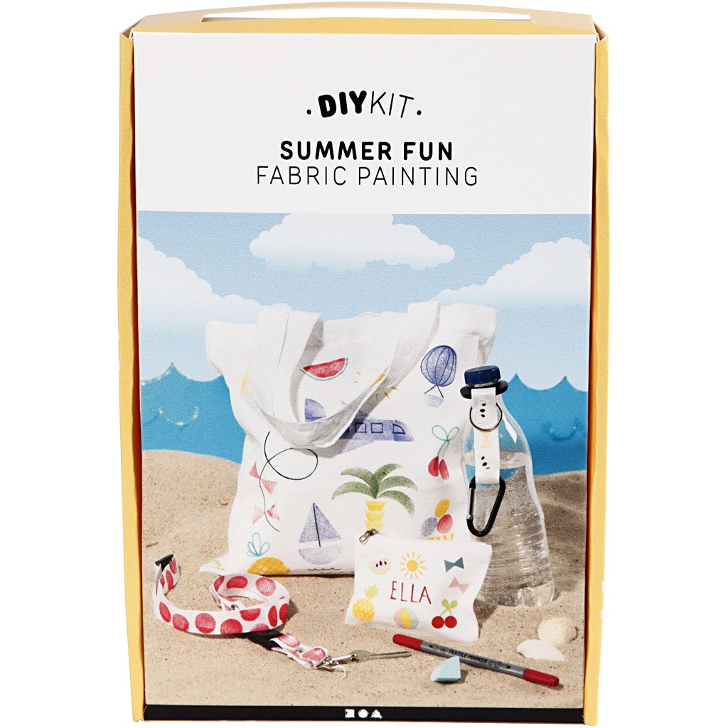 Creativ Company Sommer – Textil-Bastelset – inkl. Textilmalstifte, Stempel & 4 Textilteile – Mehrfarbig