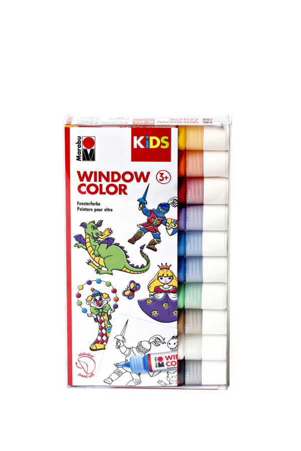 Marabu Fun & Fancy – Fenstermalfarbe – Set – 10 Farben, 10 × 25 ml, für Folie, Glas & Kachel