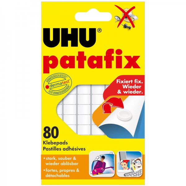 UHU Patafix wiederablösbare Haftpunkte – 9,5 mm × 17 mm, 80 Stk., mehrfarbig