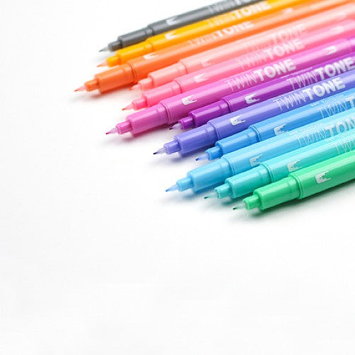 Tombow Fasermaler TwinTone, Strichbreite 0,3/0,8 mm, 12 Farben