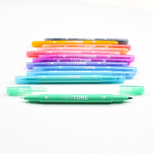 Tombow Fasermaler TwinTone, Strichbreite 0,3/0,8 mm, 12 Farben