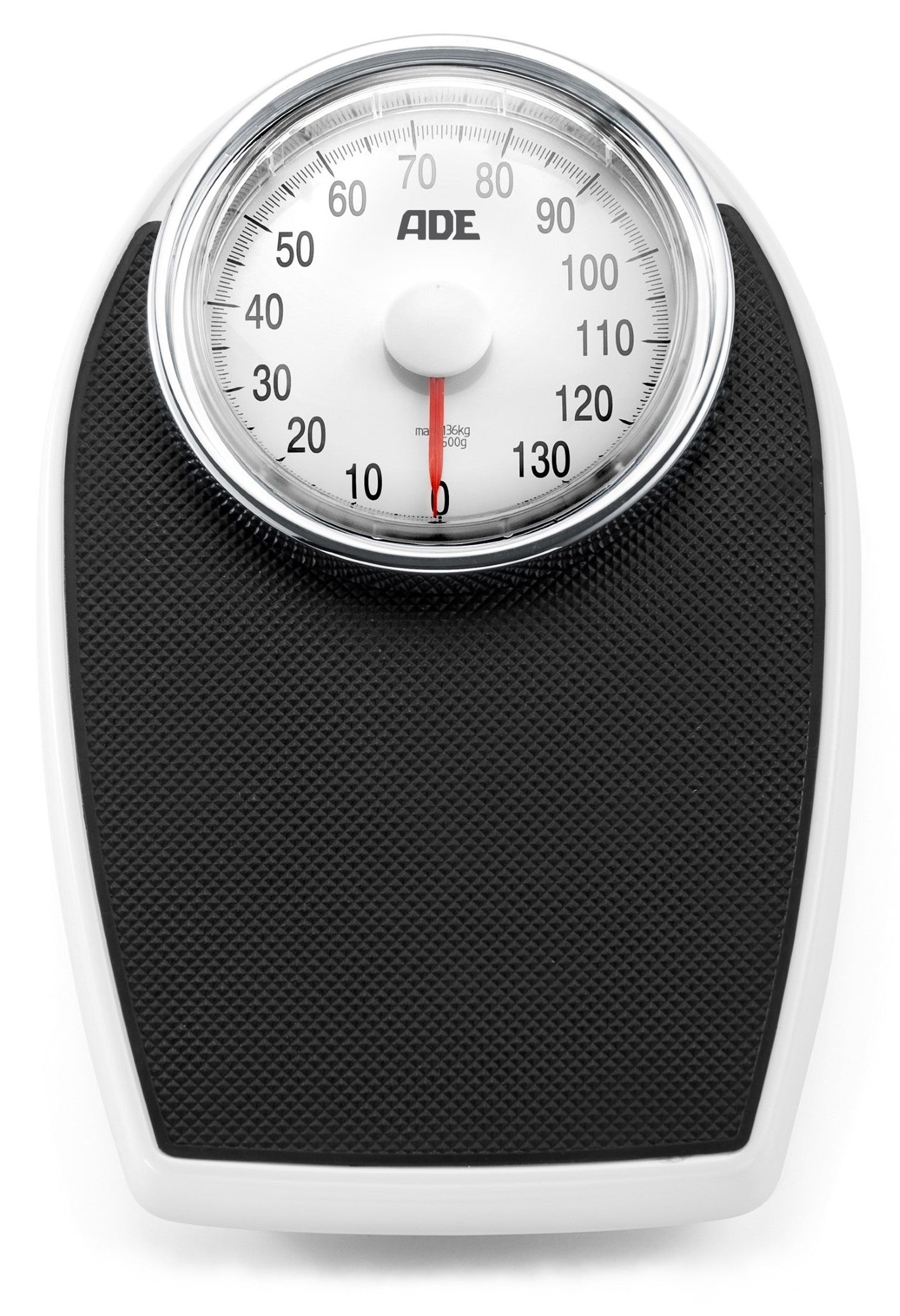 ADE Universalwaage Victoria – Tragkraft 136 kg, Teilung 500 g, Wiegefläche 28,5 × 43 cm, Metall, Schwarz