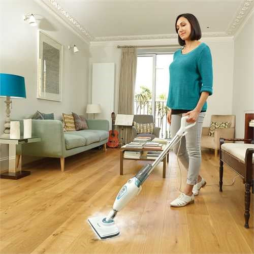 Black & Decker BLACK+DECKER Dampfbesen – 350 ml, blau, für versiegelte Hartböden