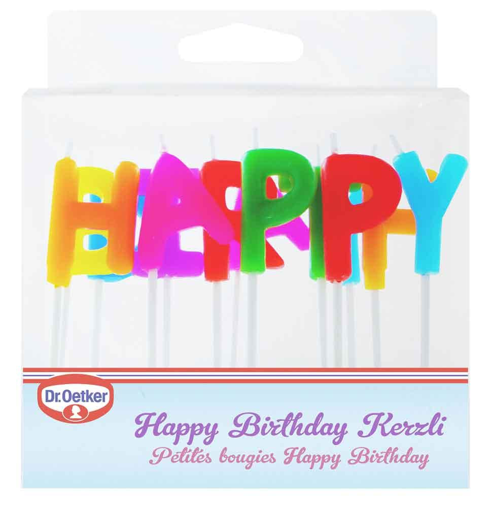 Dr. Oetker Geburtstagskerzen Happy Birthday – mehrfarbig – 13 Stk
