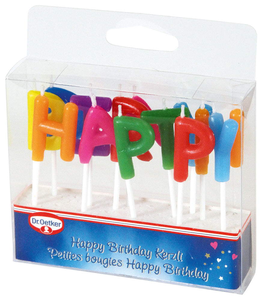 Dr. Oetker Geburtstagskerzen Happy Birthday – mehrfarbig – 13 Stk