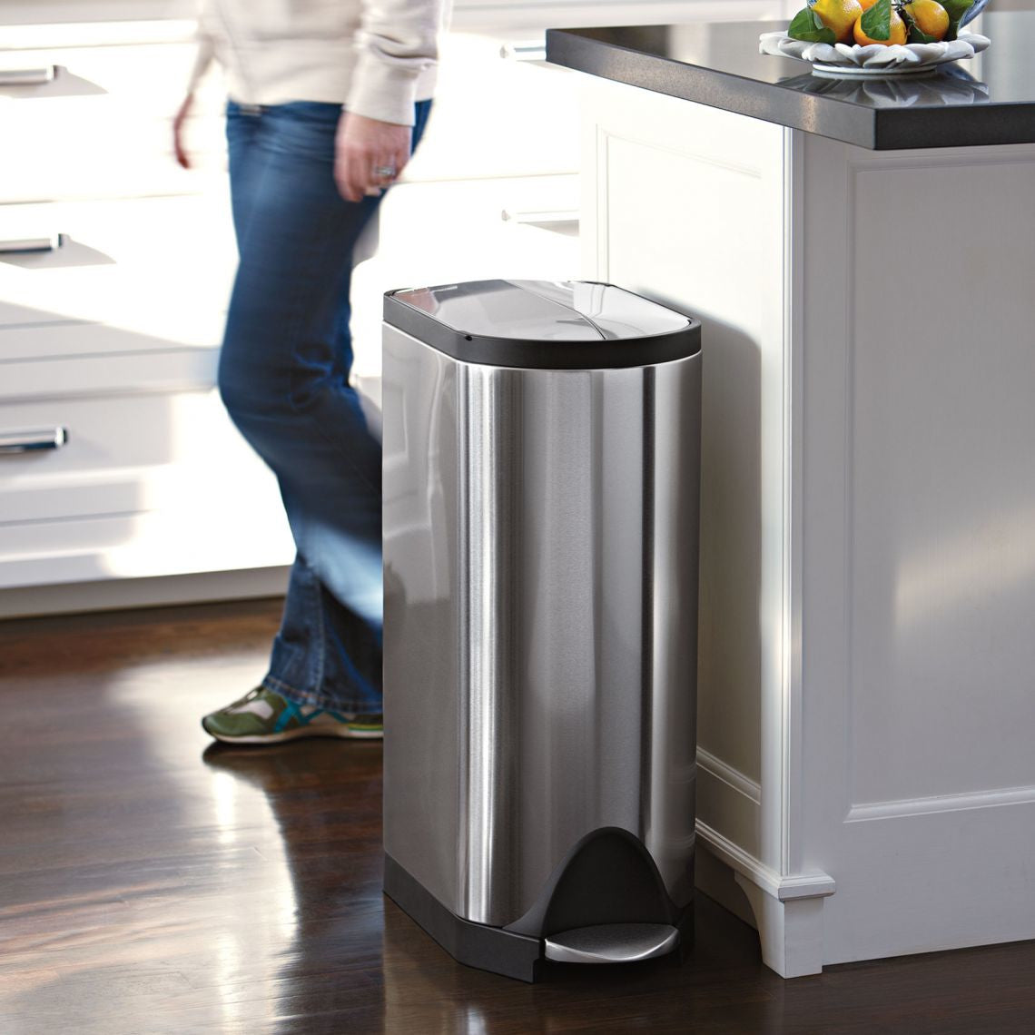simplehuman Papierkorb Schmetterling – 30 l – mit Deckel – Edelstahl – B × H × T 447 × 660 × 264 mm