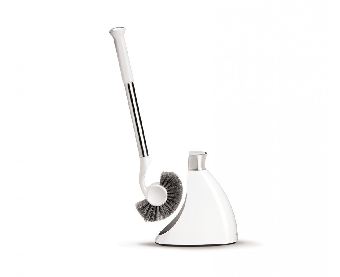 simplehuman WC-Bürstenset – Kunststoff, Edelstahl, weiss, sichelförmige Form, H 47,2 cm