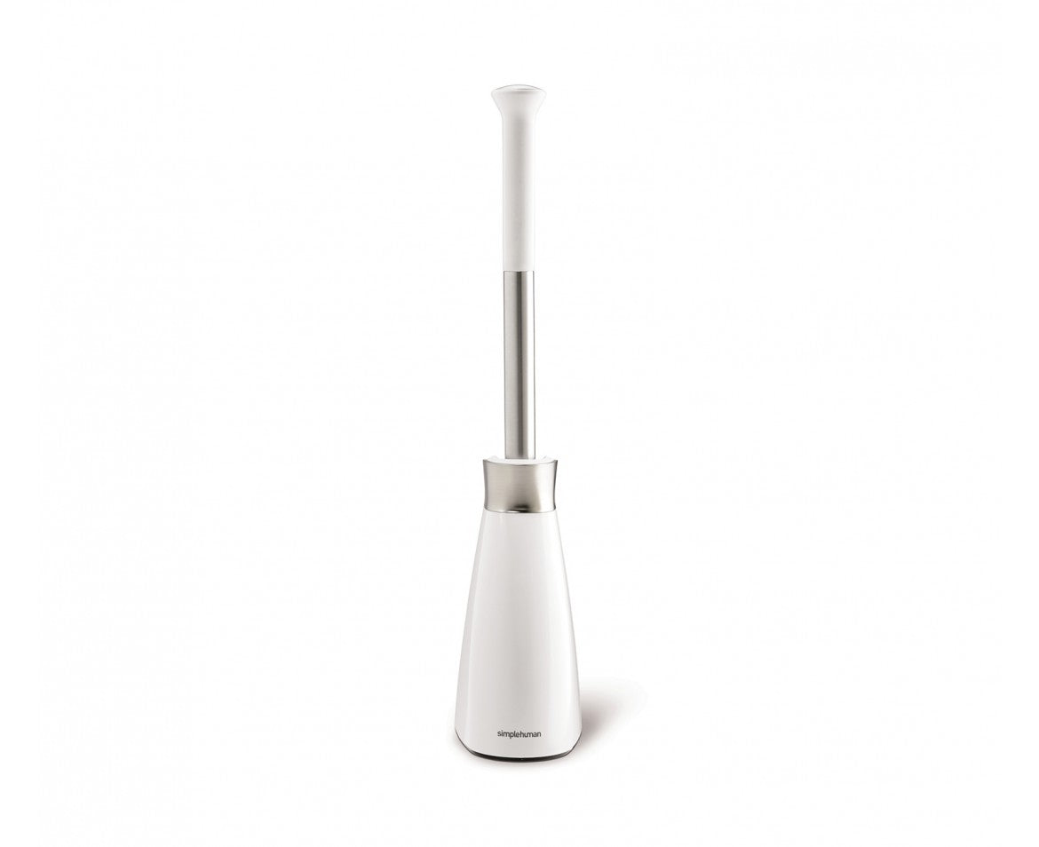 simplehuman WC-Bürstenset – Kunststoff, Edelstahl, weiss, sichelförmige Form, H 47,2 cm