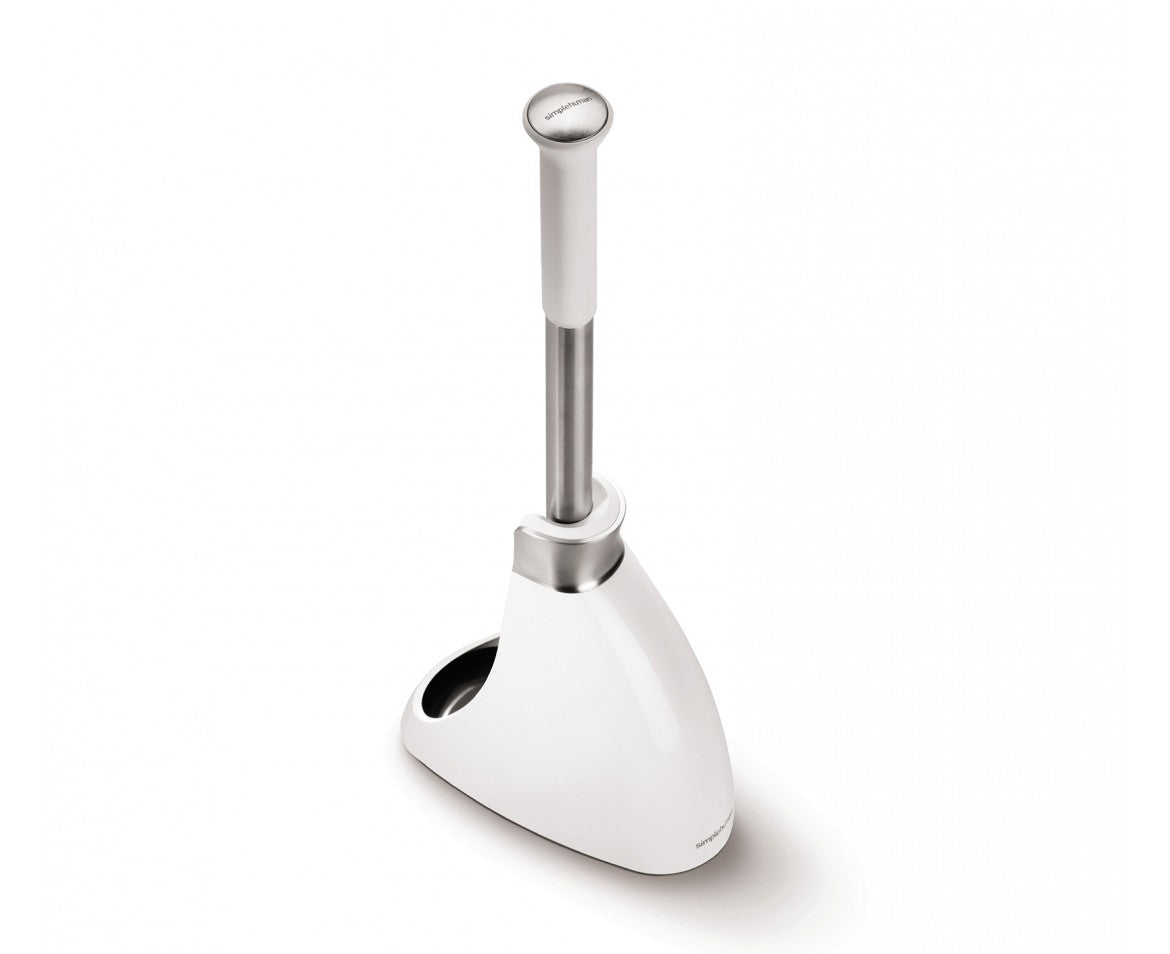 simplehuman WC-Bürstenset – Kunststoff, Edelstahl, weiss, sichelförmige Form, H 47,2 cm