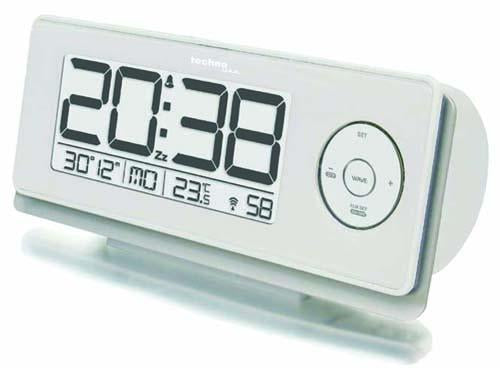 Technoline WT498S Digitalwecker – Funk, Snooze, Thermometer, 5,7 × 8,0 × 18,8 cm, Weiss