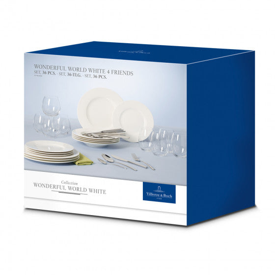 Villeroy & Boch Wonderful World 4 Friends Speise-Service – Porzellan, weiss, für 4 Personen, 36-teilig