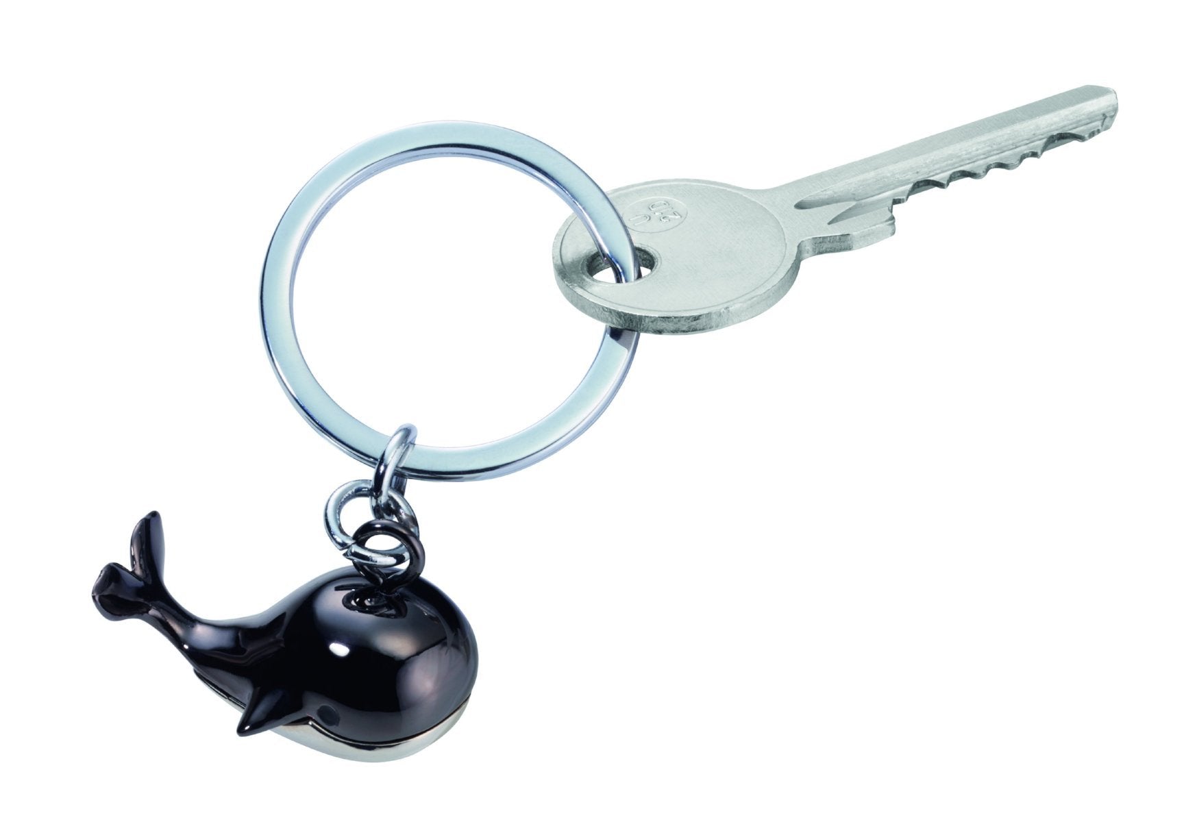TROIKA Schlüsselanhänger Jack Pott Wal – Metall, Schwarz, 83,1 × 35,1 mm