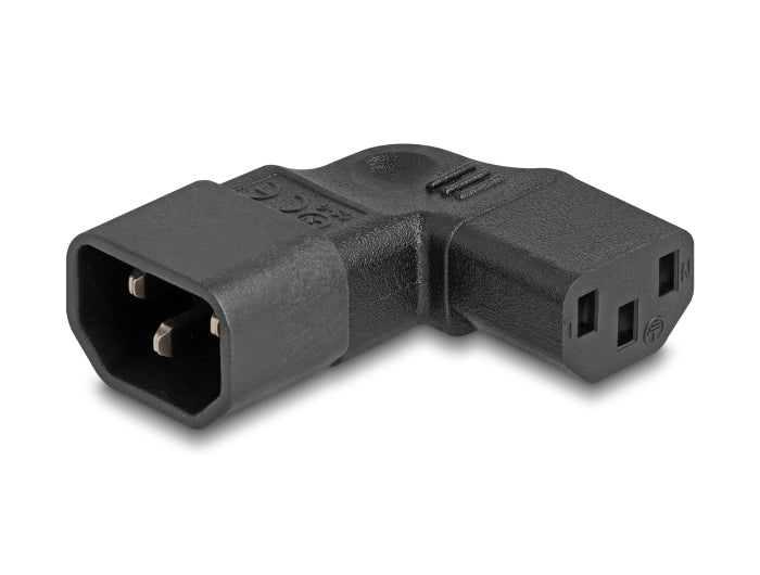 DeLOCK Netzadapter IEC 60320 C14 zu C13 – 10 A, 250 V, 90° abgewinkelt – Schwarz