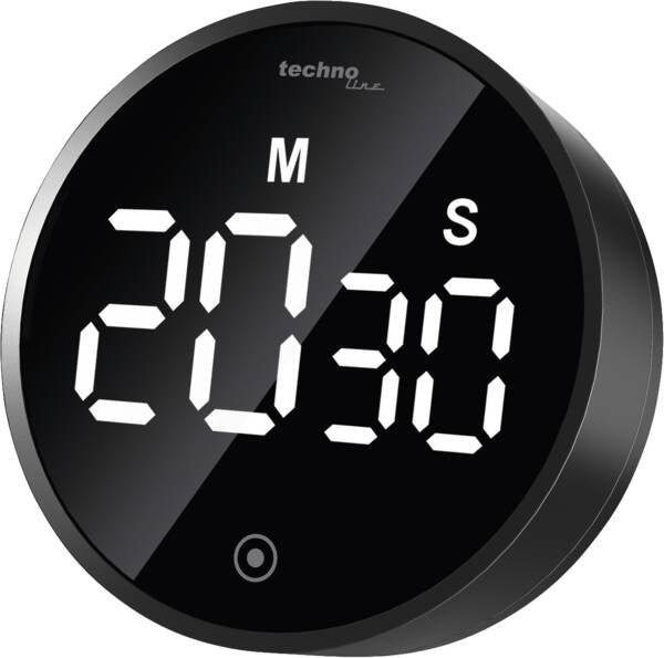 Technoline Digitaler Küchentimer, 8,2 × 8,2 × 3,4 cm, Kunststoff, schwarz, mit Projektion