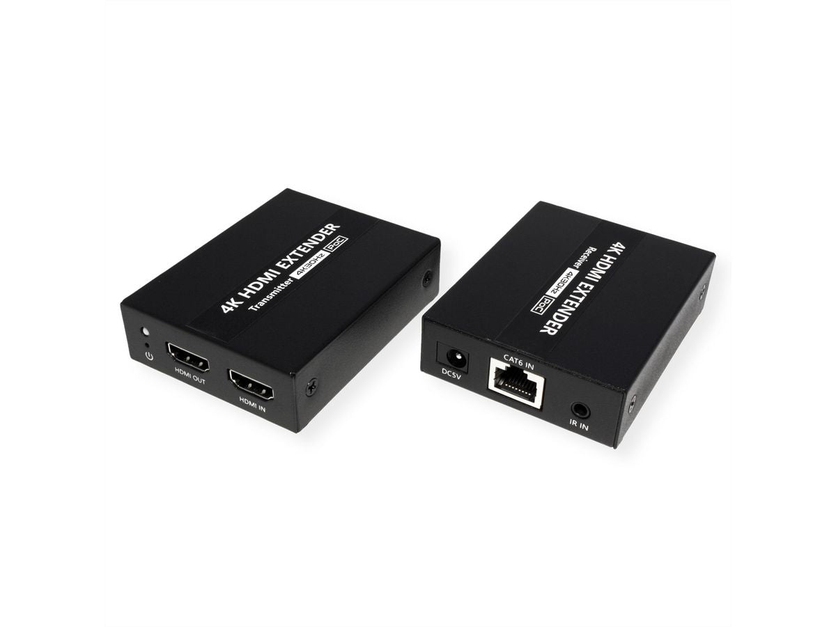 VALUE HDMI Extender-Set, über Cat6a, 1× HDMI In / 1× HDMI Out, 4K@30 Hz, 40 m, HDR, HDCP, Schwarz