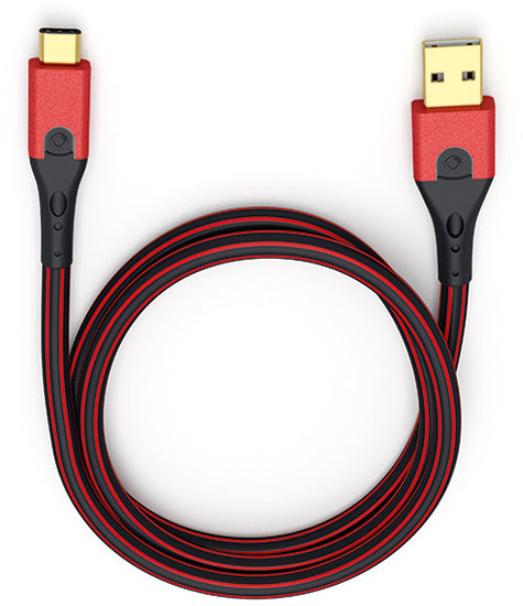 OEHLBACH USB-A auf USB-C Kabel – USB 3,2 Gen 1 (5 Gbit/s) – 3 m – Vergoldet, Vollschirmung – Rot