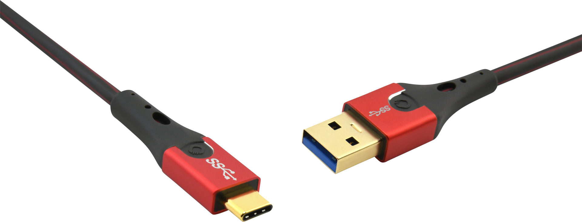 OEHLBACH USB-A auf USB-C Kabel – USB 3,2 Gen 1 (5 Gbit/s) – 3 m – Vergoldet, Vollschirmung – Rot