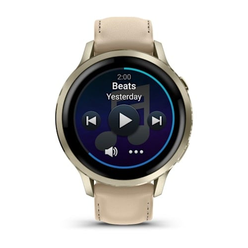 Garmin Venu 4 41 mm GPS – Edelstahl Gold, Sportarmband, Sand, 50 m