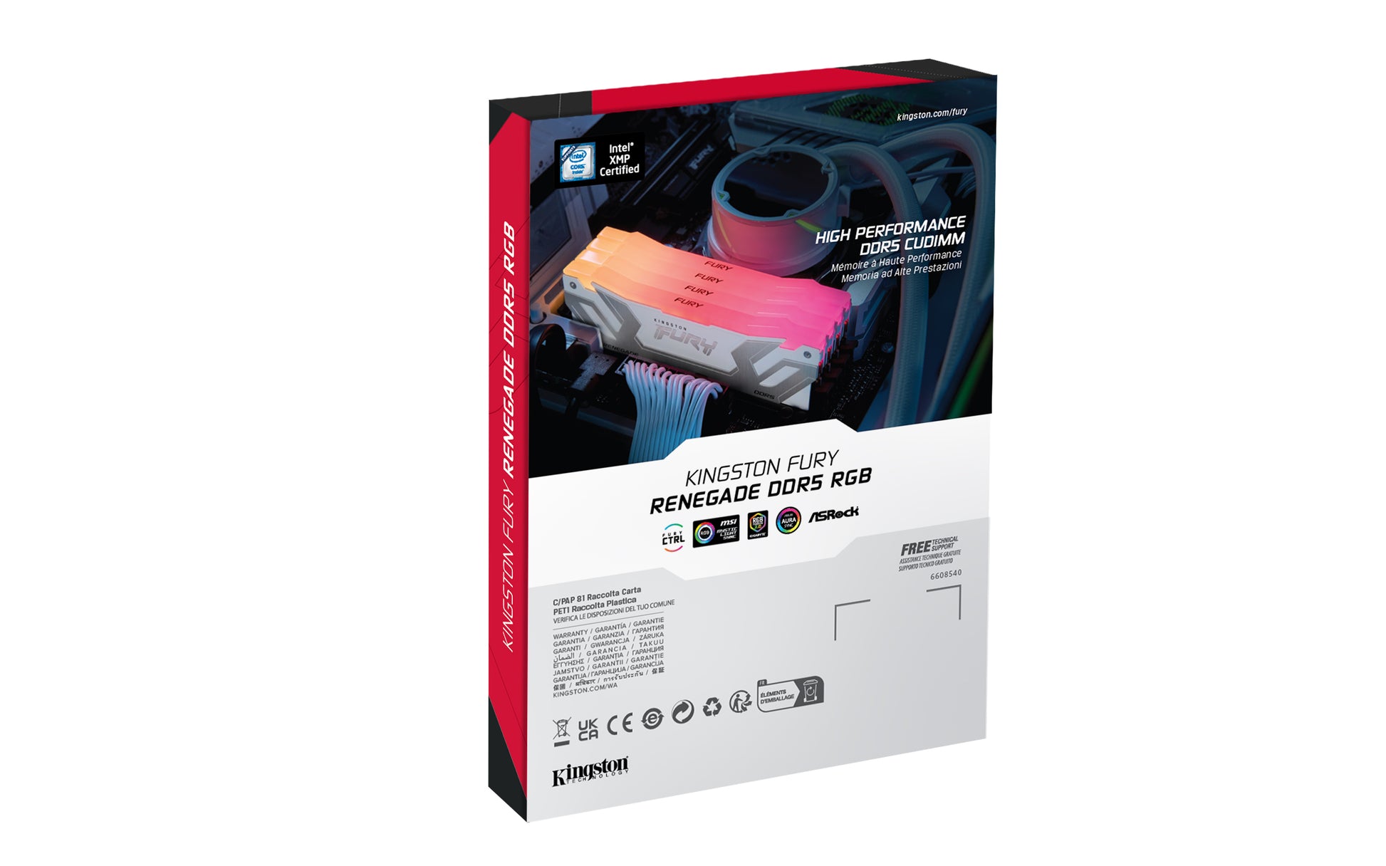 Kingston Technology Kingston Fury Renegade DDR5 DIMM 24 GB 8400 MT/s CL40, 288-Pin, RGB Weiss, Kühlkörper