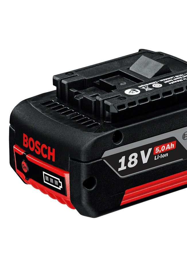 Bosch Professioneller GBA Akku 18 V 5,0 Ah (90 Wh) – mit Batteriestandsanzeige – für AMPShare 18 V