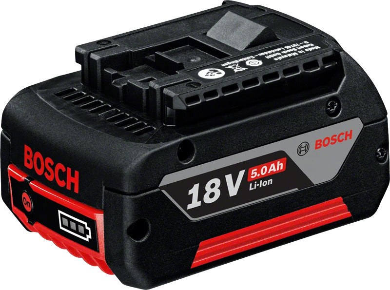 Bosch Professioneller GBA Akku 18 V 5,0 Ah (90 Wh) – mit Batteriestandsanzeige – für AMPShare 18 V
